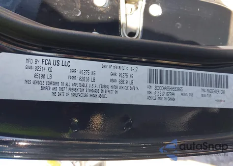 2017 Chrysler 300 Limited z USA, uszkodzony, nr VIN 2C3CCAAG5HH553065